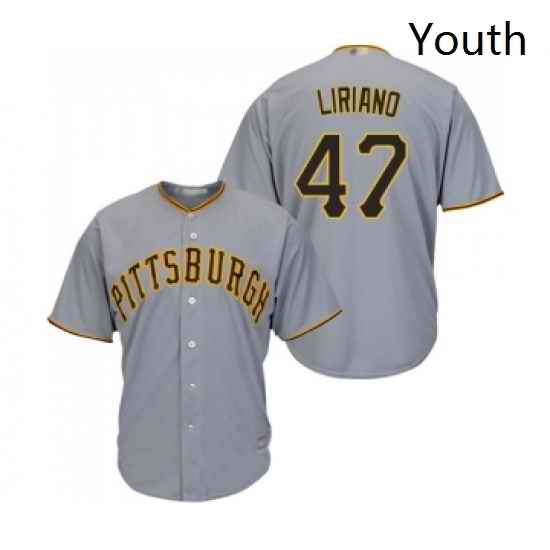 Youth Pittsburgh Pirates 47 Francisco Liriano Replica Grey Road Cool Base Baseball Jersey